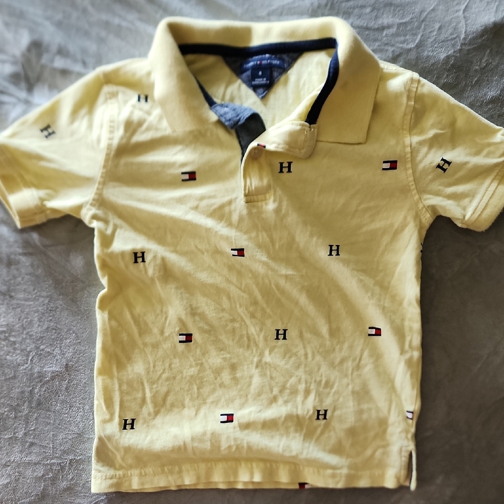 Tommy Hilfiger Yellow Polo with Embroidered Logos